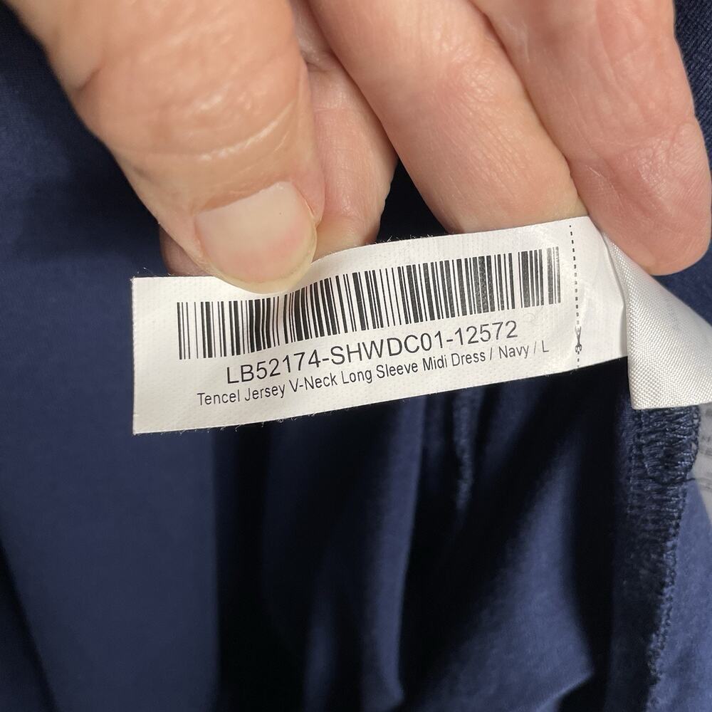 Quince Tencel Jersey Midi Dress Women's Size L Navy Career Capsule Minimalist - Picture 9 of 9